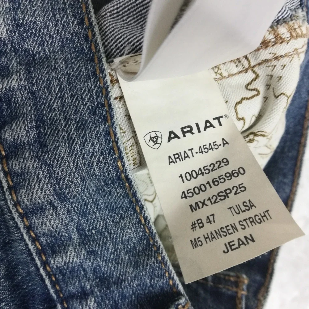 Ariat Mens Jeans M5 Hansen Straight Leg Blue Denim Tulsa Medium Wash 31x34 New